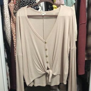 Garage ribbed long sleeve top